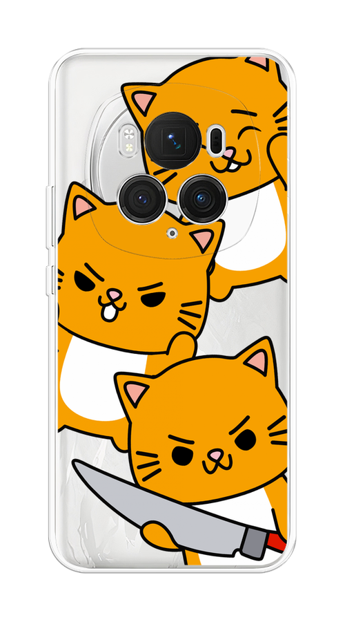 

Чехол на Honor Magic 6 Pro "Опасные котики", Оранжевый;серый;белый, 6123750-1
