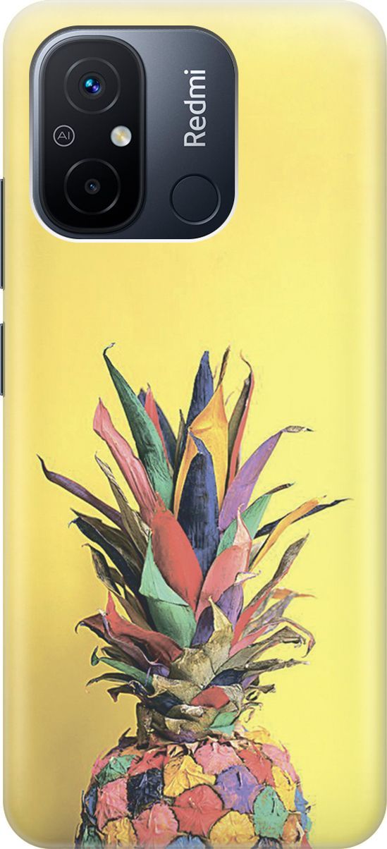 

Силиконовый чехол на Xiaomi Redmi 12C с принтом "Ананас на желтом", Желтый;синий, 158918
