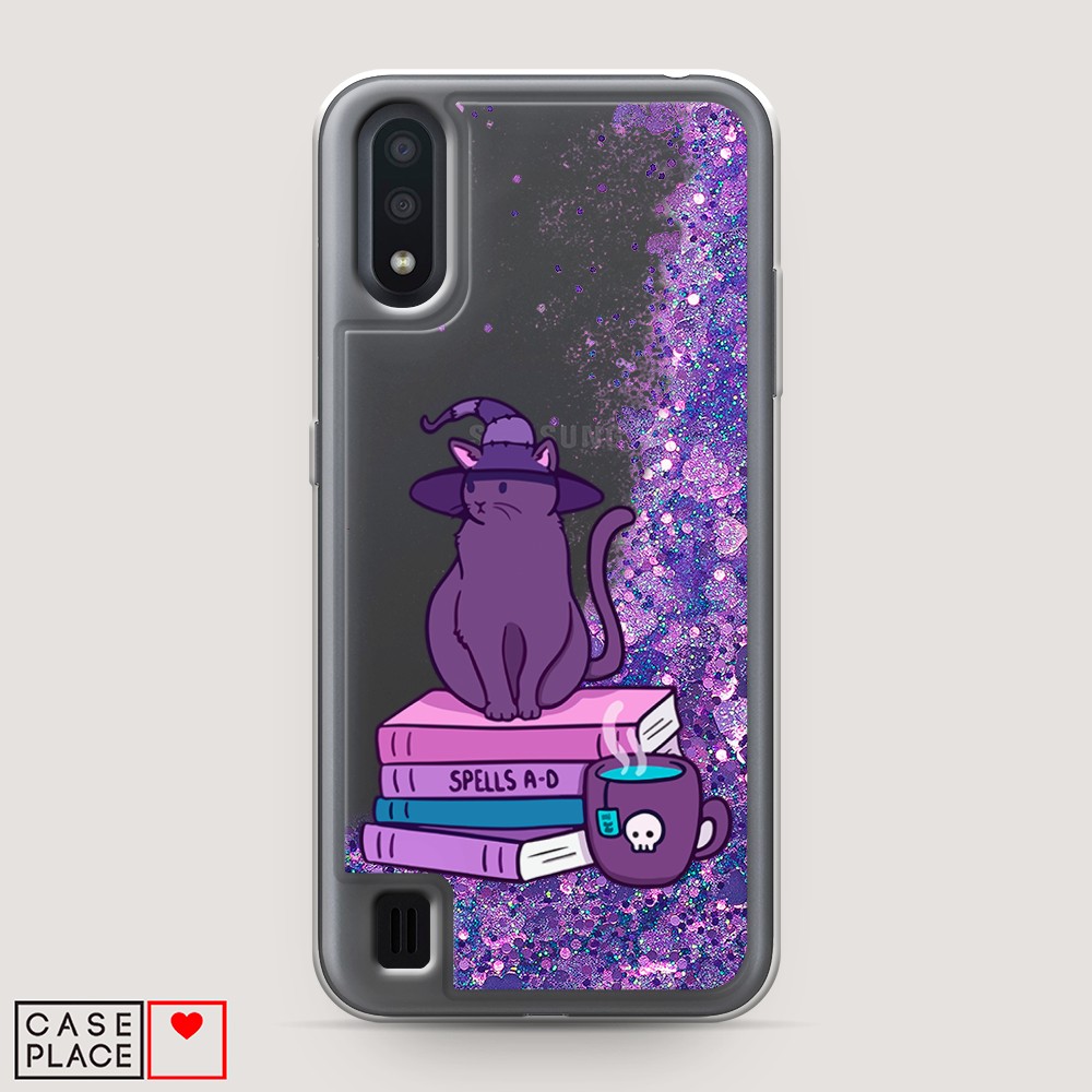 

Жидкий чехол с блестками "Magic Cat" на Samsung Galaxy A01, 29592-1