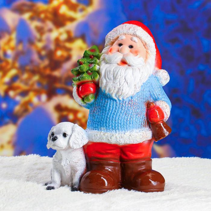 фото Статуэтка "дед мороз с елкой" с блестками 37см хорошие сувениры
