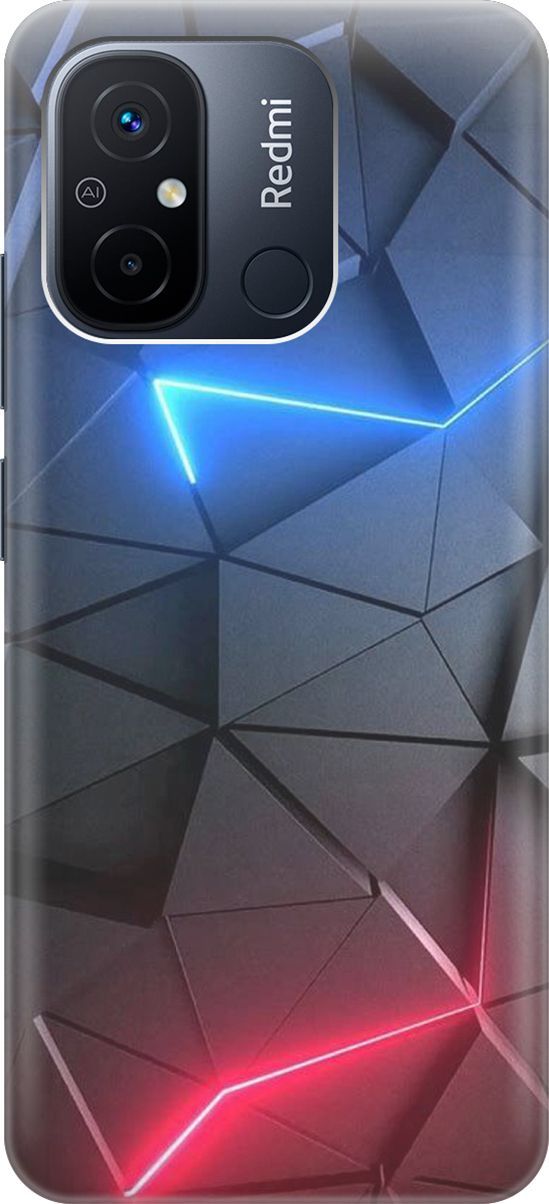 

Силиконовый чехол на Xiaomi Redmi 12C с принтом "Графитовые грани", Серый;синий, 158916