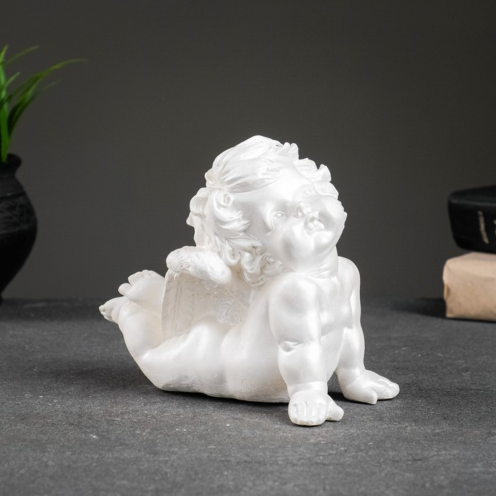 

Фигура "Ангел лежит" перламутровый, 14х16х10см, Белый