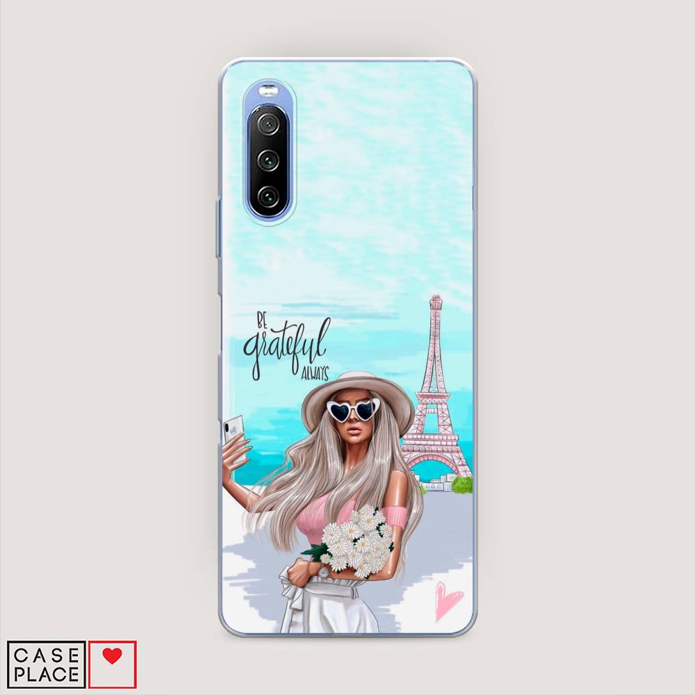 

Чехол на Sony Xperia 10 III "Селфи Париж", Голубой;бежевый, 54950-6