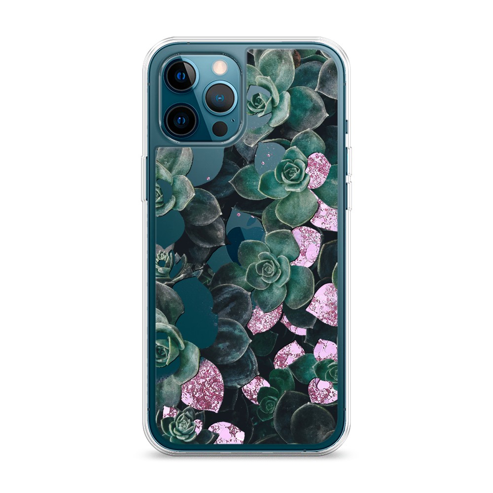 

Жидкий чехол с блестками "Сукуленты цветные" на Apple iPhone 12 Pro Max, 12794-1