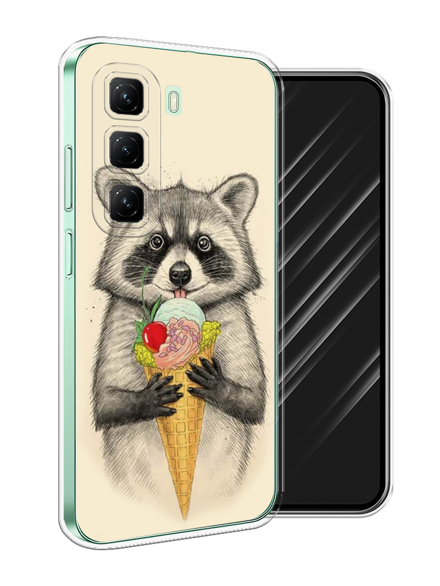 

Чехол Awog на Infinix Hot 50 4G "Енот с мороженым", Бежевый;серый, 3106550-1