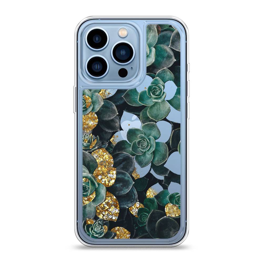

Жидкий чехол с блестками "Сукуленты цветные" на Apple iPhone 13 Pro, 14390-1