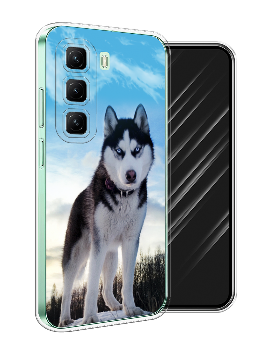 

Чехол Awog на Infinix Hot 50 4G "Хаски 3", Белый;черный;голубой, 3106550-1