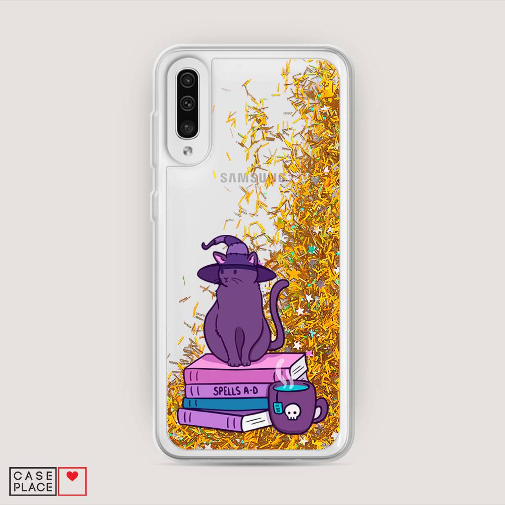 

Жидкий чехол с блестками "Magic Cat" на Samsung Galaxy A50, 27790-1