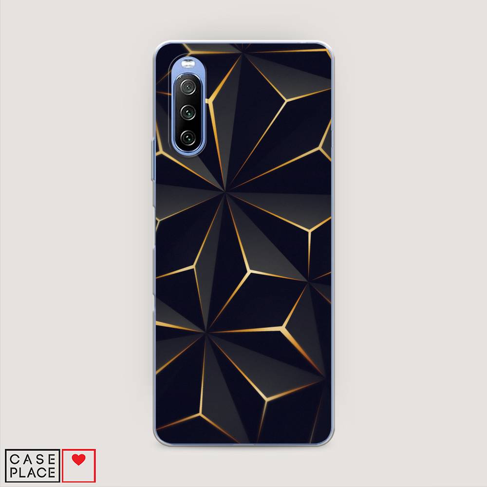 

Чехол на Sony Xperia 10 III "Черные полигоны", Золотистый;черный, 54950-3