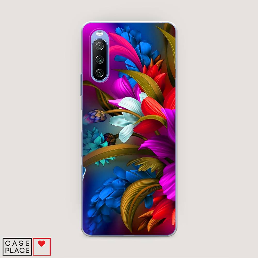 

Чехол на Sony Xperia 10 III "Фантастические цветы", Фиолетовый;красный;синий, 54950-2