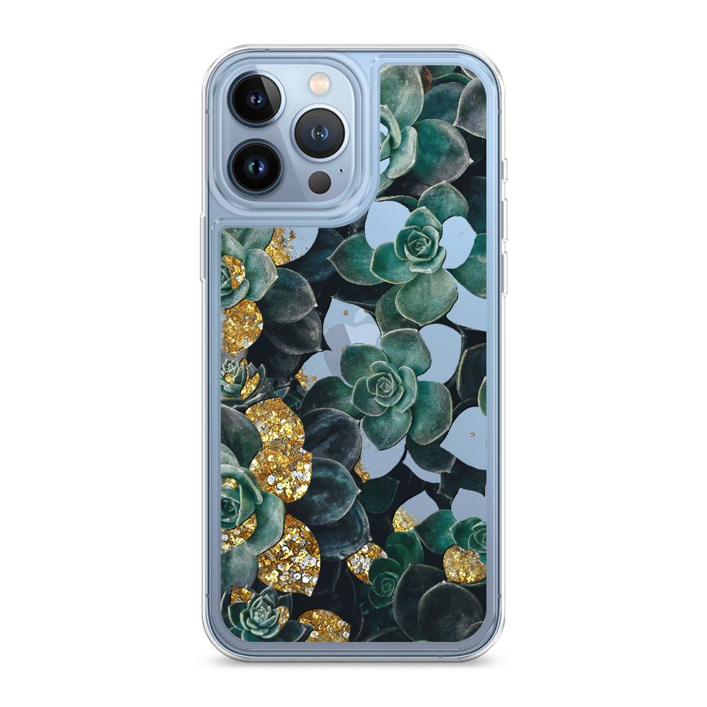 

Жидкий чехол с блестками "Сукуленты цветные" на Apple iPhone 13 Pro Max, 14490-1