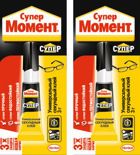 

Клей Секундный Супер Момент Супер, 2 шт по 3 г, Прозрачный