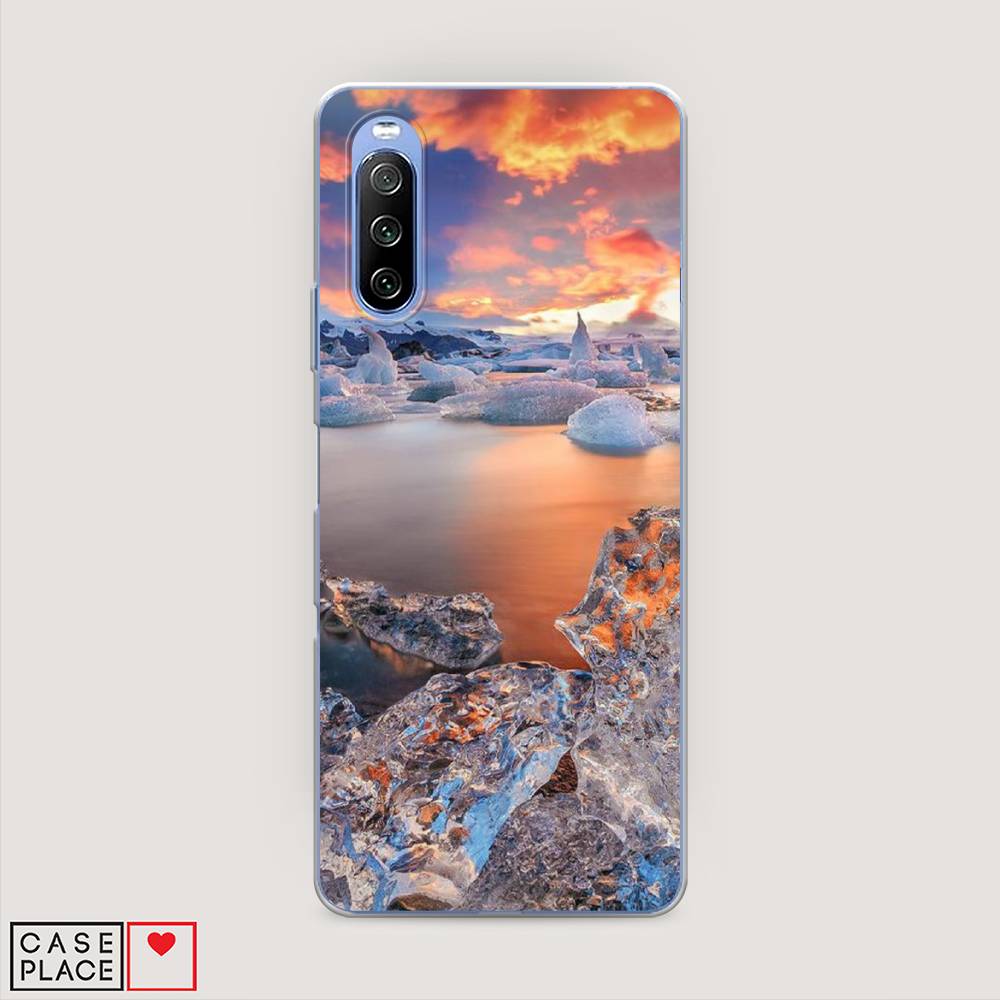 

Чехол на Sony Xperia 10 III "Ледники", Синий;оранжевый, 54950-2