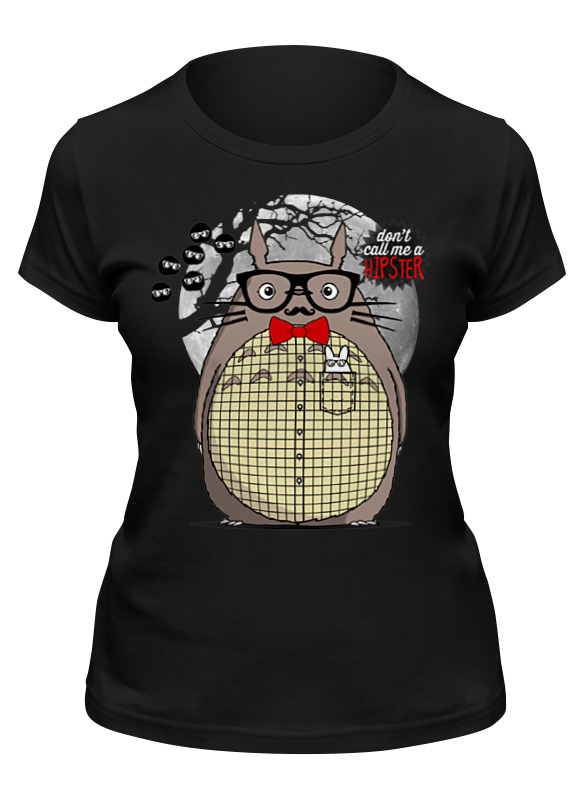 

Футболка женская Printio Тоторо хипстер черная XL, Черный, Тоторо хипстер