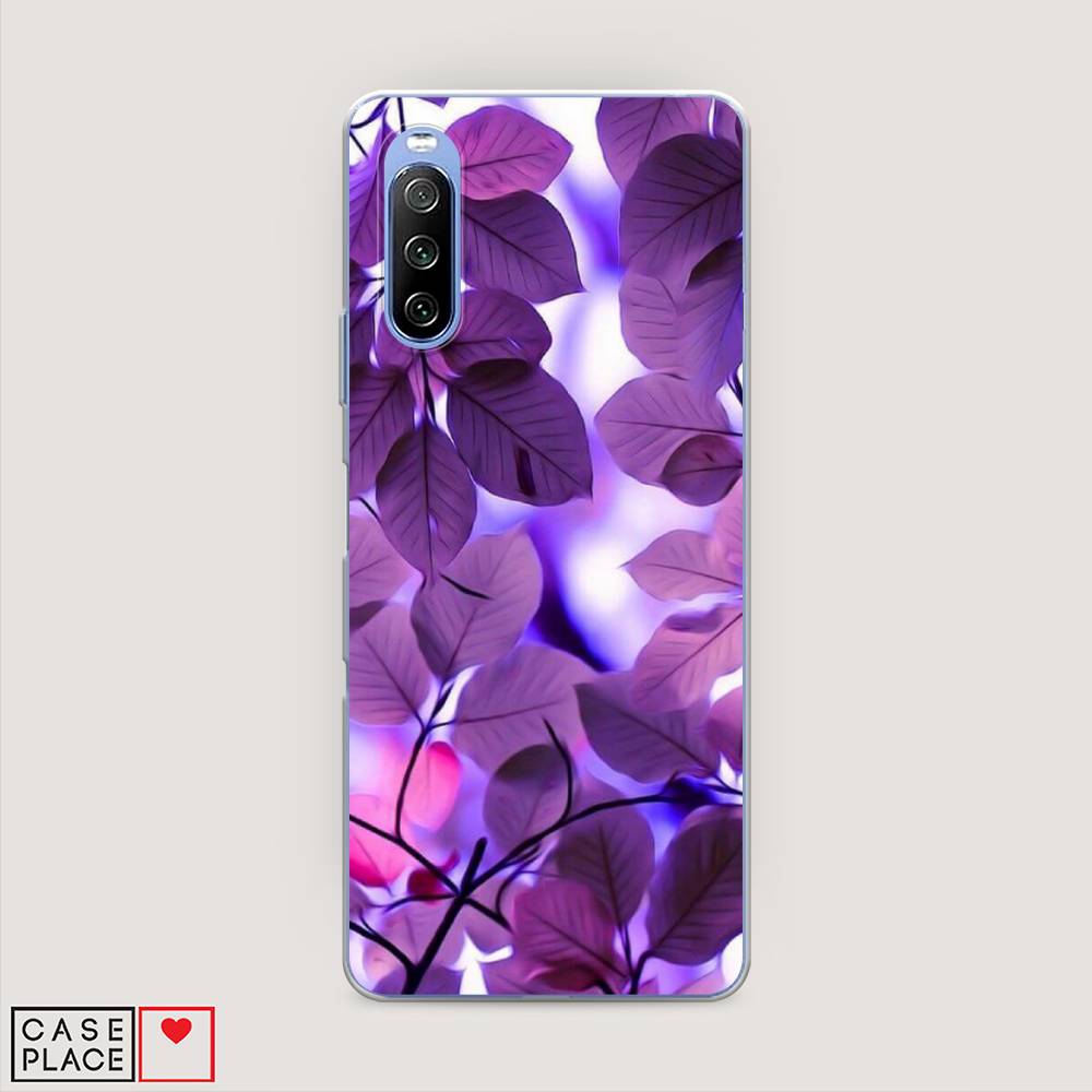 

Чехол на Sony Xperia 10 III "Сиреневые листики", Фиолетовый;голубой, 54950-2