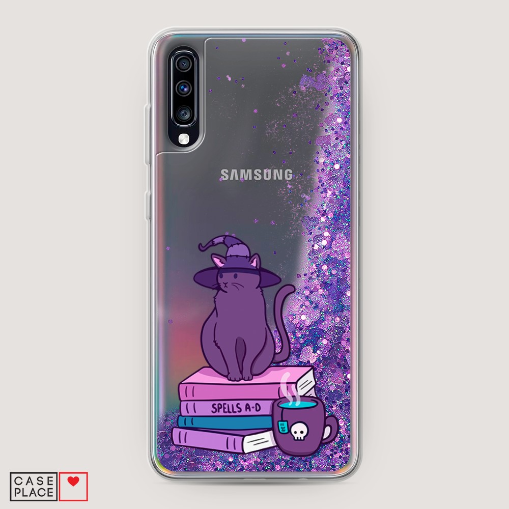 

Жидкий чехол с блестками "Magic Cat" на Samsung Galaxy A70, 28192-1