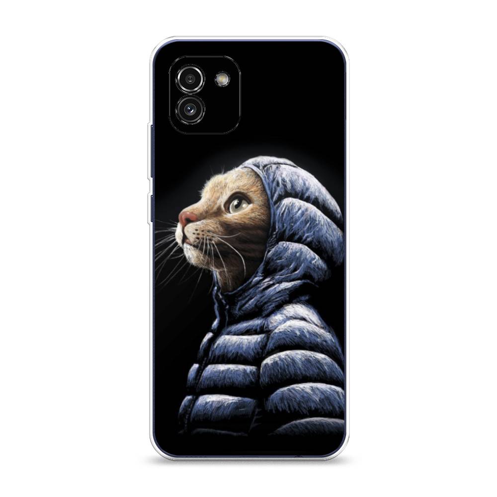

Чехол Awog на Samsung Galaxy A03 / Самсунг A03 "Кот в капюшоне", Черный;бежевый;синий, 2104950-2