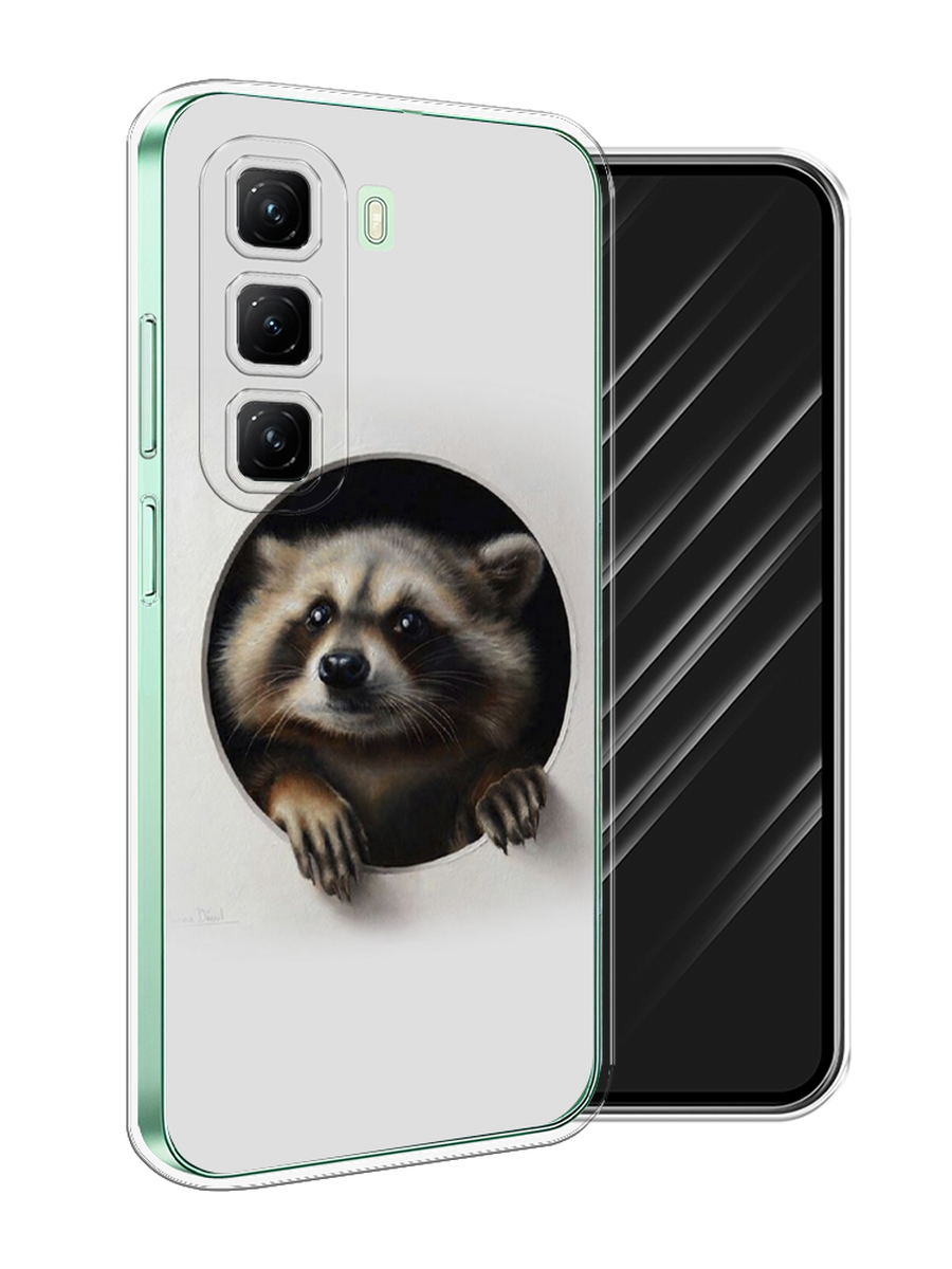 

Чехол Awog на Infinix Hot 50 4G "Любопытный енот", Коричневый;черный;белый, 3106550-1