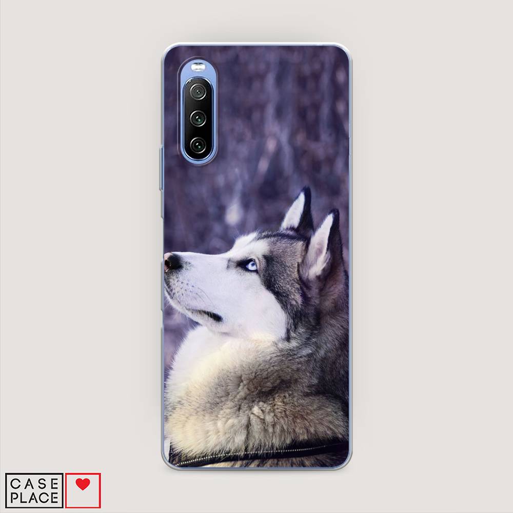 

Чехол на Sony Xperia 10 III "Хаски 1", Фиолетовый;белый, 54950-1