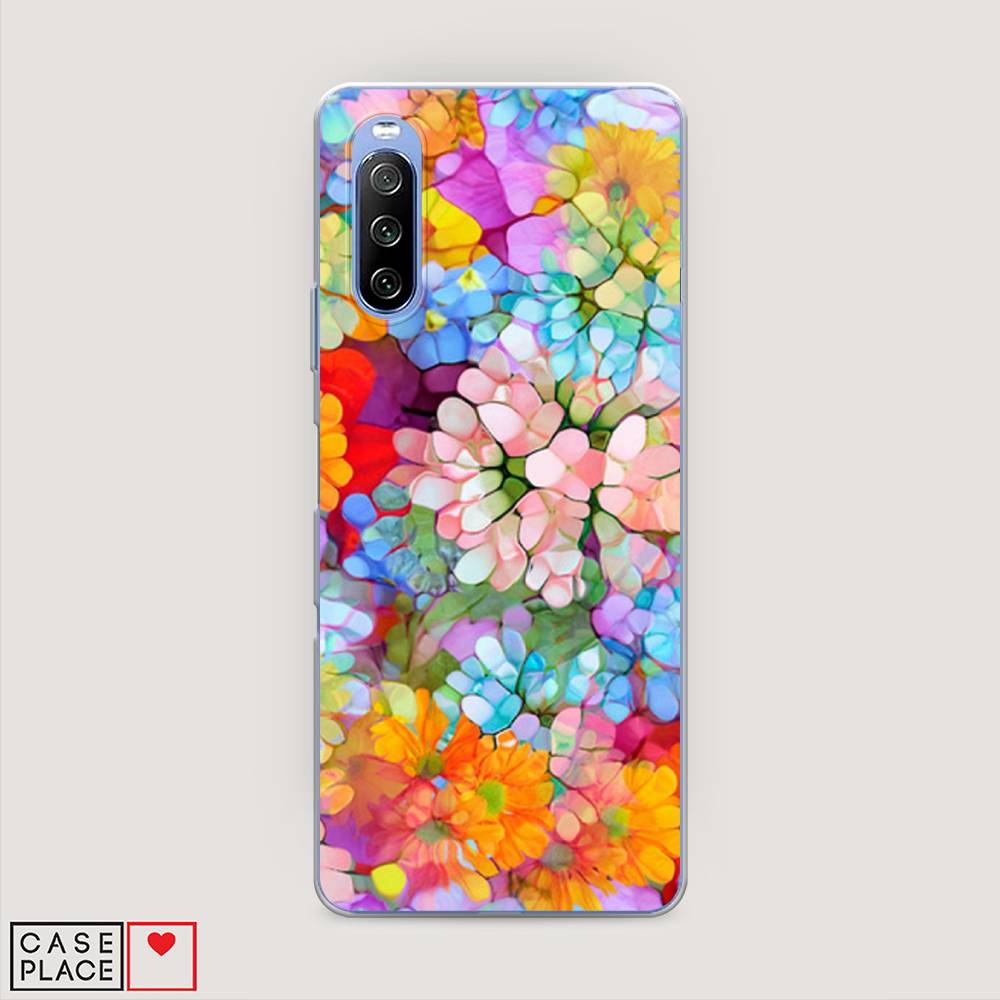

Чехол на Sony Xperia 10 III "Цветы витраж", Оранжевый;розовый;голубой, 54950-3