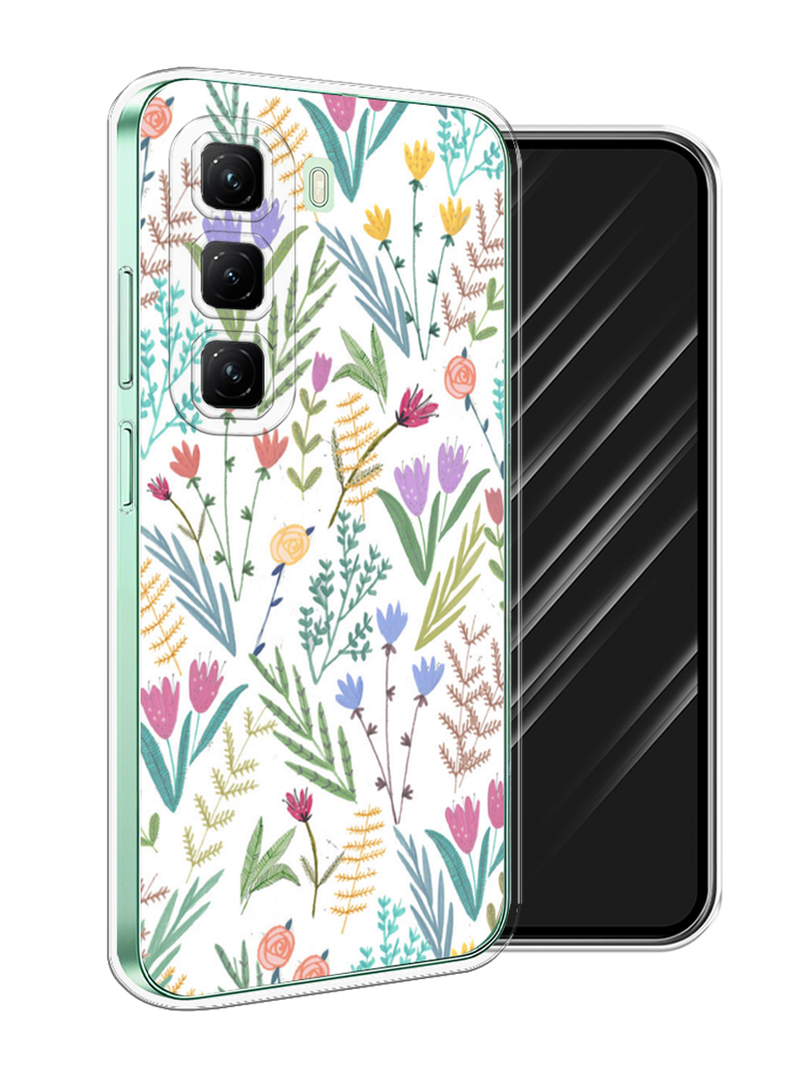 

Чехол Awog на Infinix Hot 50 4G "Полевые цветы рисунок", Белый;зеленый, 3106550-1