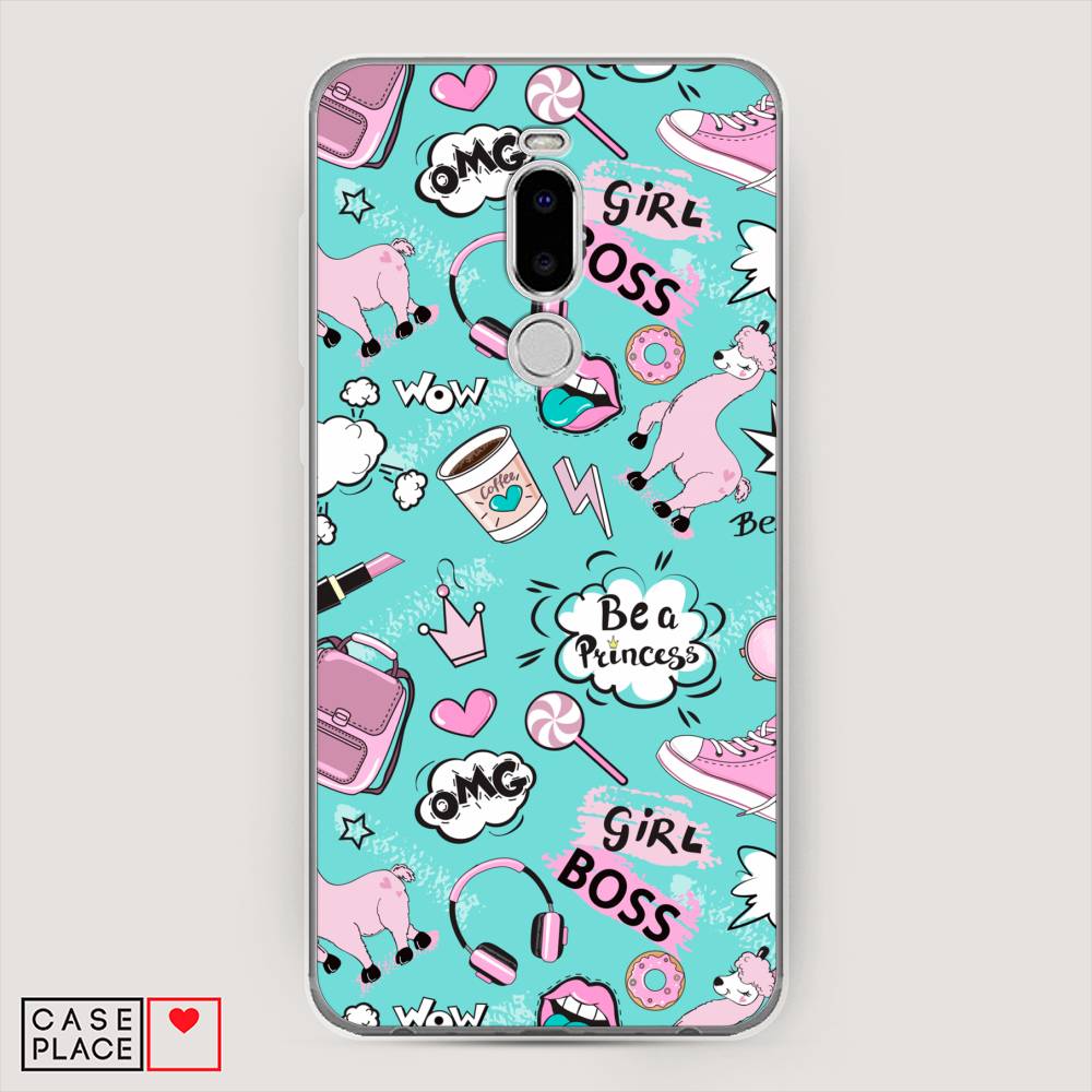 

Чехол Awog на Meizu Note 8 "Стильная лама", Голубой;белый;розовый, 73050-1