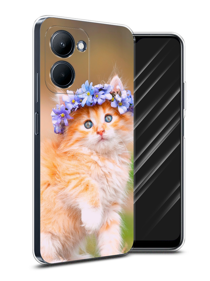 

Чехол Awog на Realme C33 "Рыжий кот в венке", Коричневый;синий, 2511350-1