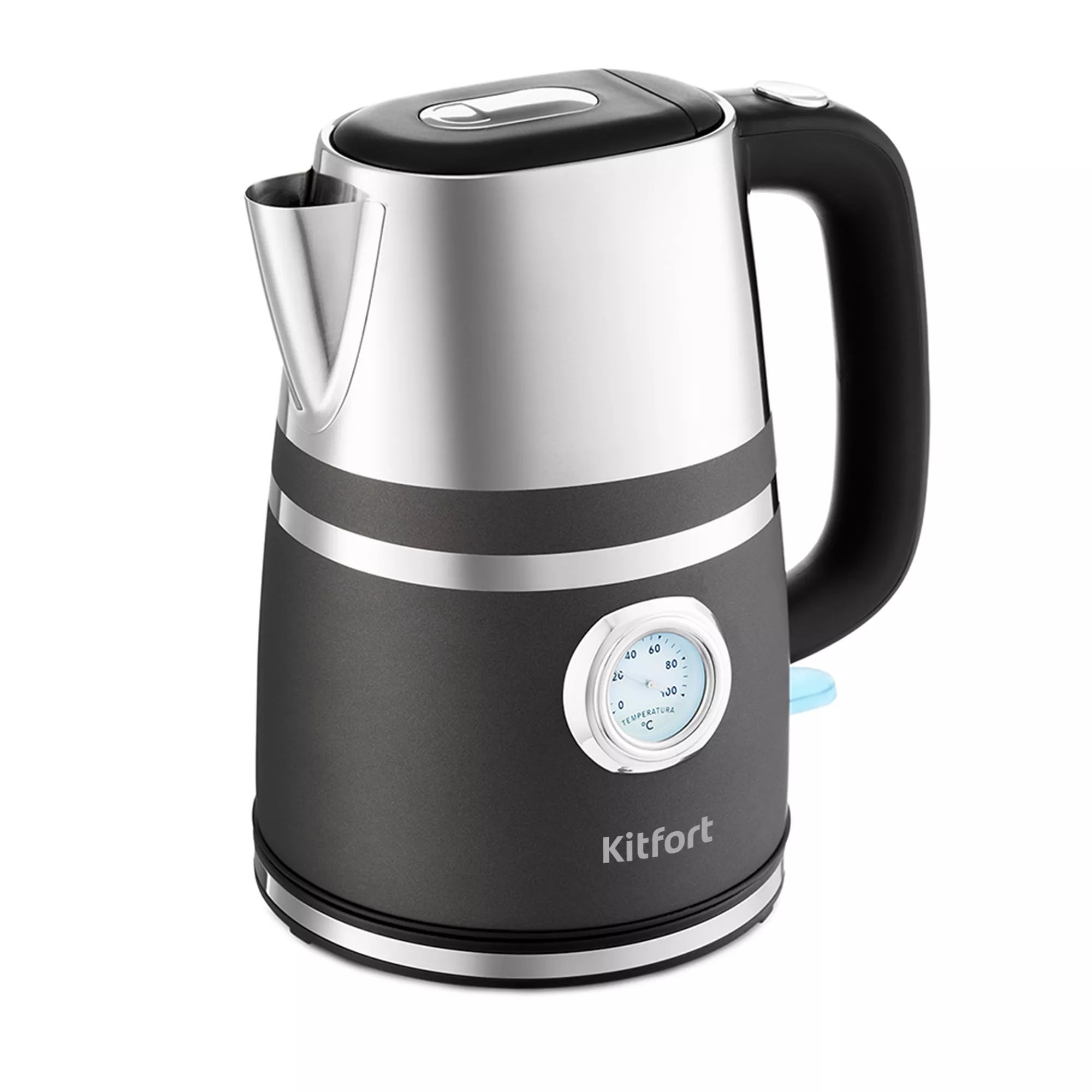 Чайник электрический KITFORT КТ-670-1 1.7 л серый, серебристый капучинатор kitfort кт 7156 серый