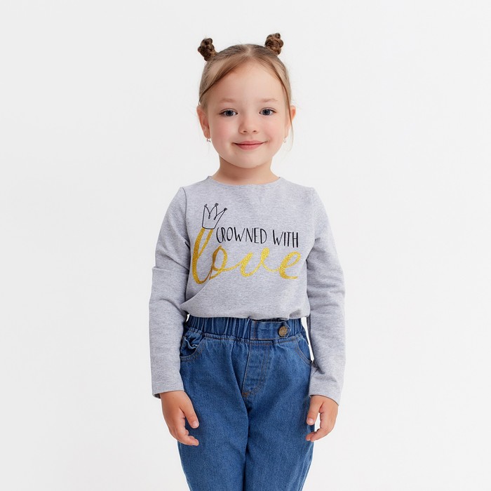 

Лонгслив для девочки KAFTAN Love, серый, р-р 30 (98-104см), Love