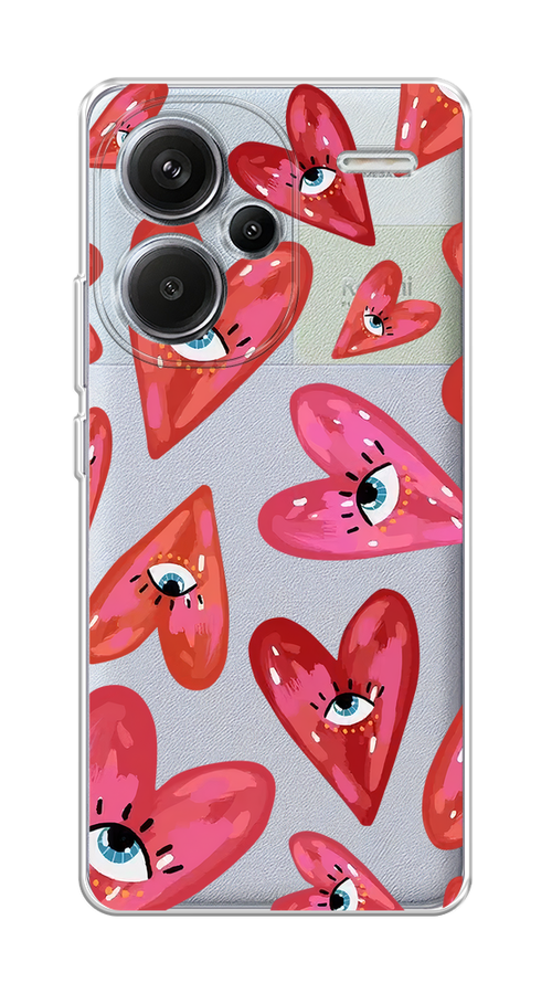 

Чехол на Xiaomi Redmi Note 13 Pro Plus "Сердечки с глазами", Коричневый;красный;розовый, 320250-1
