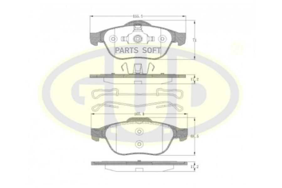 

Колодки пер ren espace 2.0-3.0dci 02-/laguna 1.6-2.2dci 01- 1шт GUD GBP084300