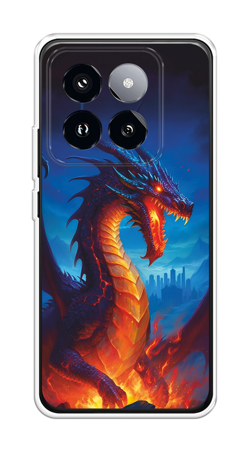 

Чехол на Xiaomi 14 Pro "Дракон над лавой", Оранжевый;коричневый;синий, 320450-1