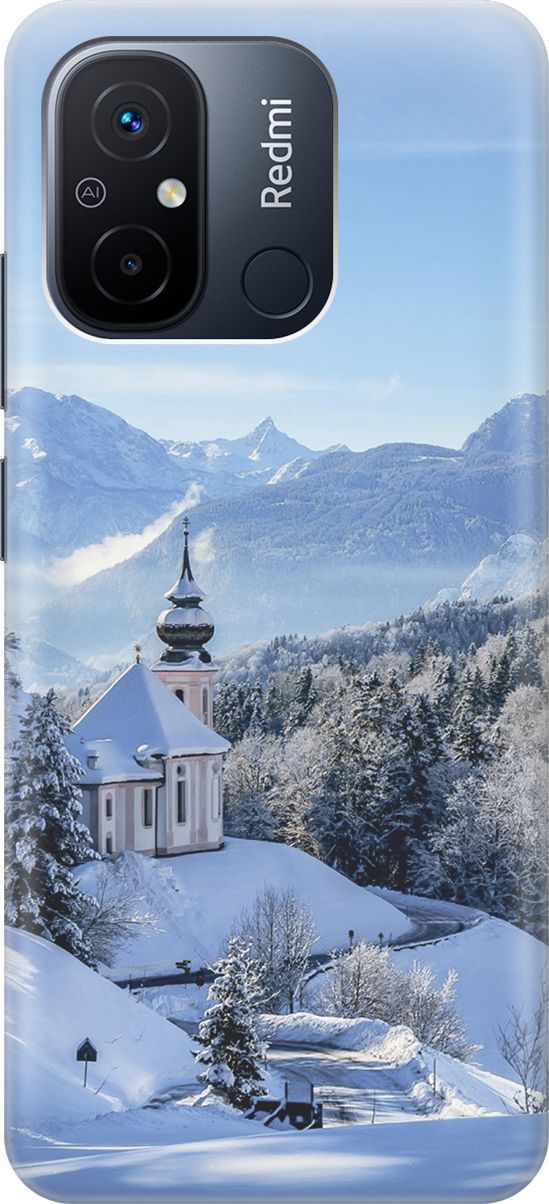 

Силиконовый чехол на Xiaomi Redmi 12C с принтом "Заснеженные горы", Голубой;синий, 158921