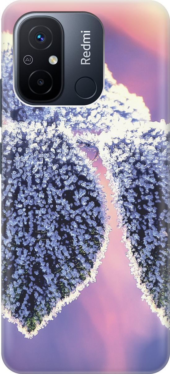 

Силиконовый чехол на Xiaomi Redmi 12C с принтом "Замерзшие листики", Белый;фиолетовый, 158921