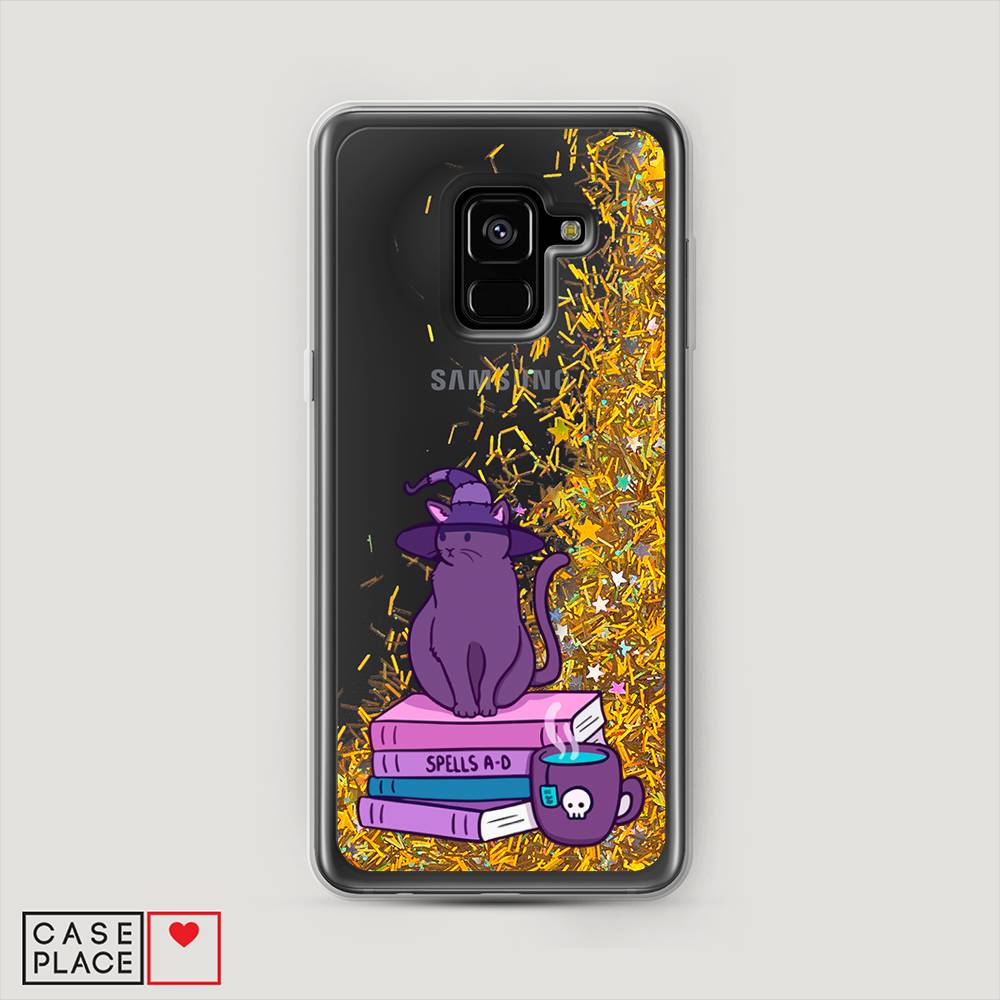 фото Жидкий чехол с блестками "magic cat" на samsung galaxy a8 2018 awog