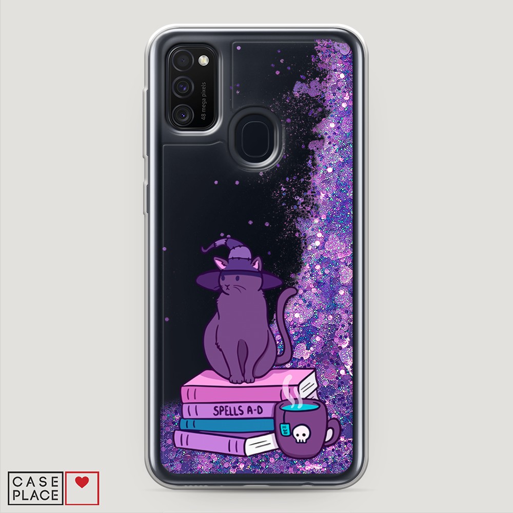 фото Жидкий чехол с блестками "magic cat" на samsung galaxy m21 awog