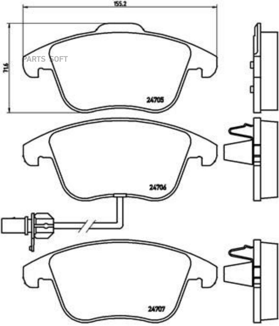 

Колодки дисковые передние XTRA\ Audi A4/A5 1.8TFSi-3.2FSI/2.7TDi 07 BREMBO P85113X P85113X