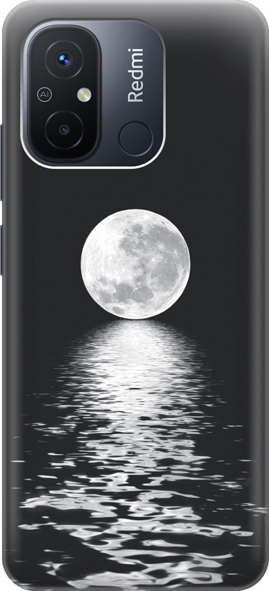

Силиконовый чехол на Xiaomi Redmi 12C с принтом "Луна над морем", Белый;черный, 158930