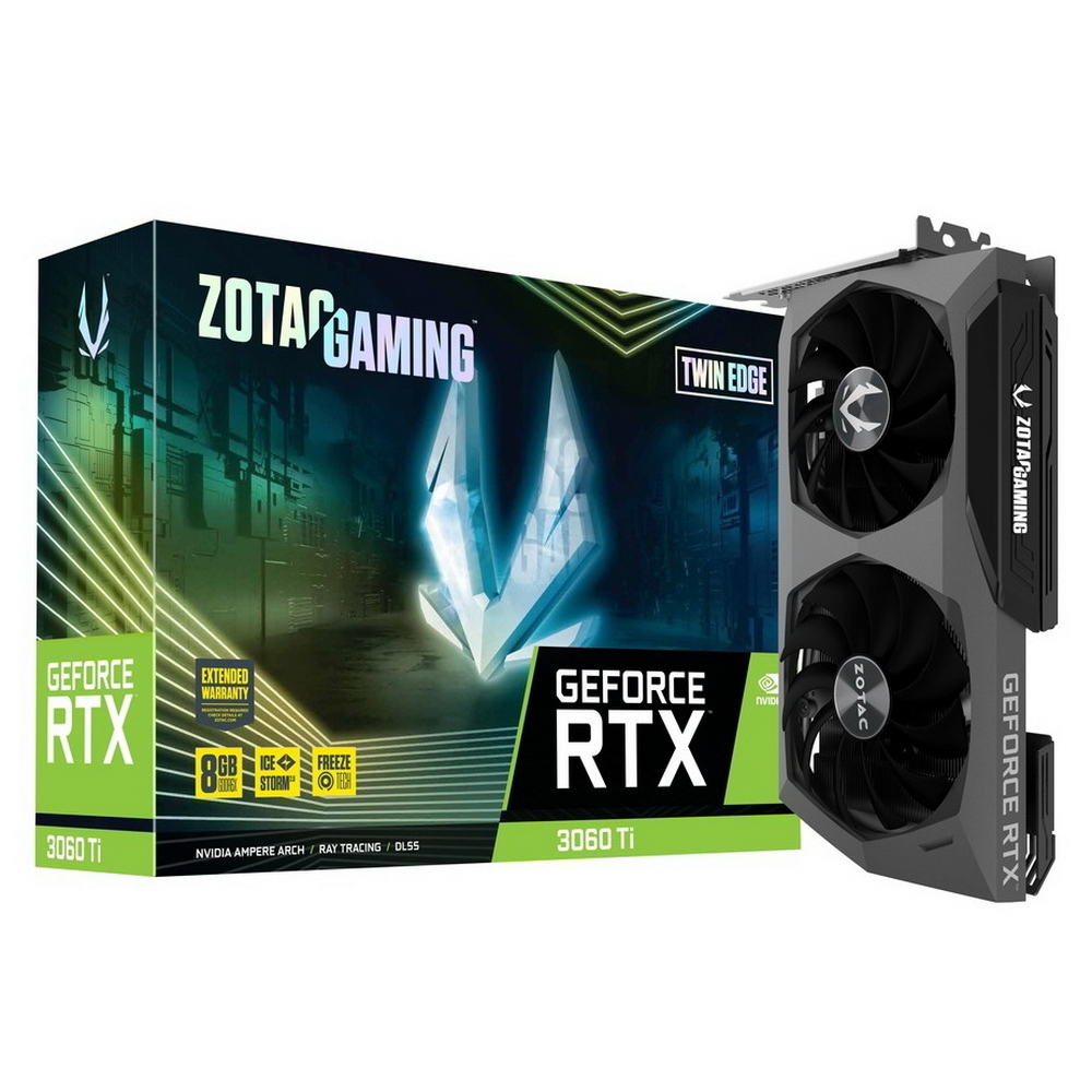

Видеокарта Zotac Twin Edge NVIDIA GeForce RTX 3060 Ti 8 ГБ (ZT-A30620E-10P), RTX3060Ti Twin Edge