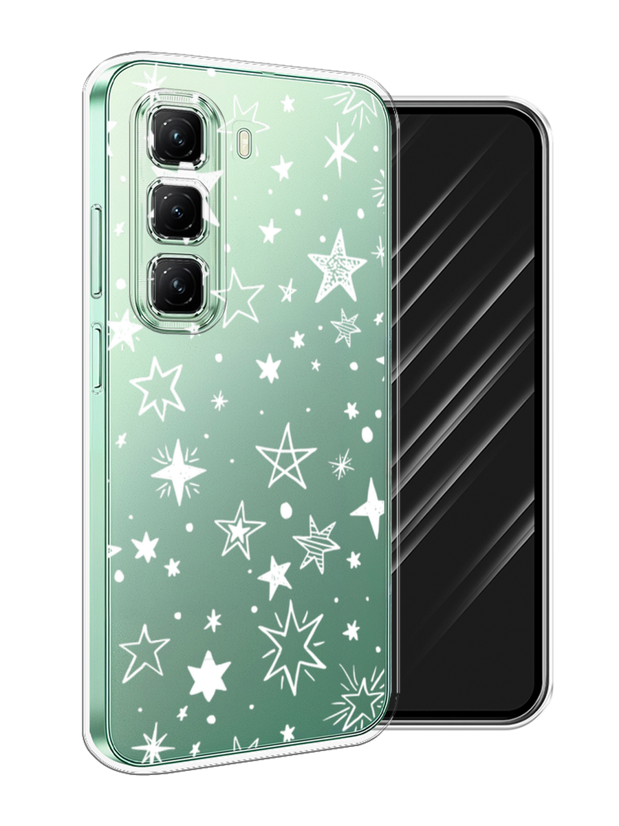 

Чехол Awog на Infinix Hot 50 4G "Звездочки графика белая", Прозрачный;белый, 3106550-1