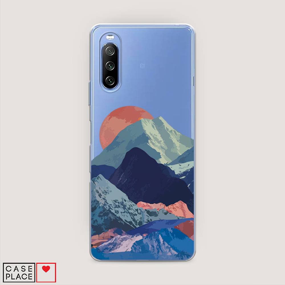 

Чехол на Sony Xperia 10 III "Закат в снежных горах", Красный;серый;голубой, 54950-2