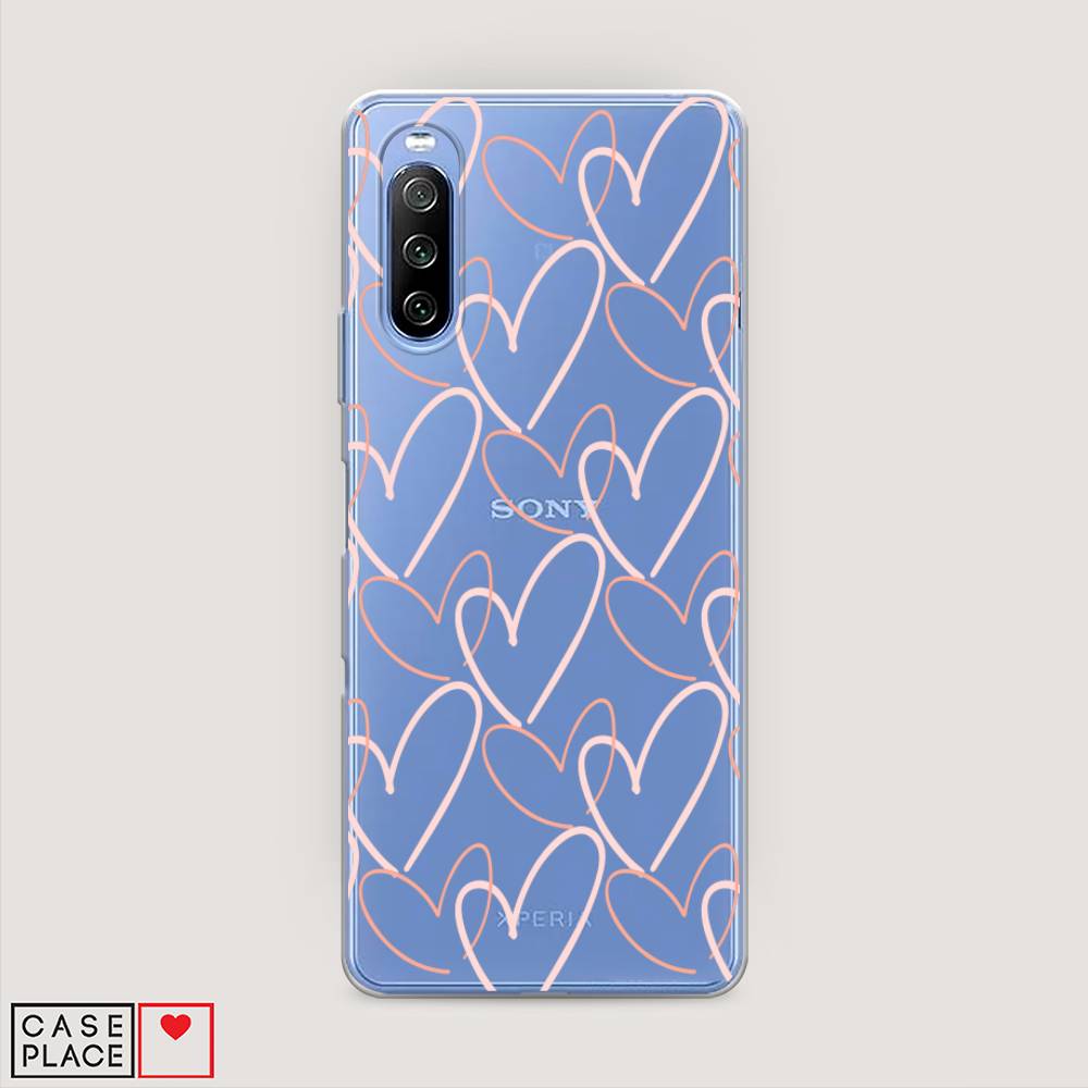 

Чехол на Sony Xperia 10 III "Узор из сердечек", Розовый;бежевый, 54950-6