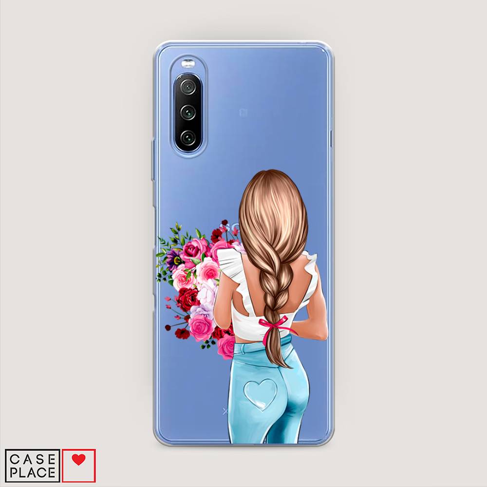 

Чехол на Sony Xperia 10 III "Девушка с цветами", Коричневый;розовый;голубой, 54950-6