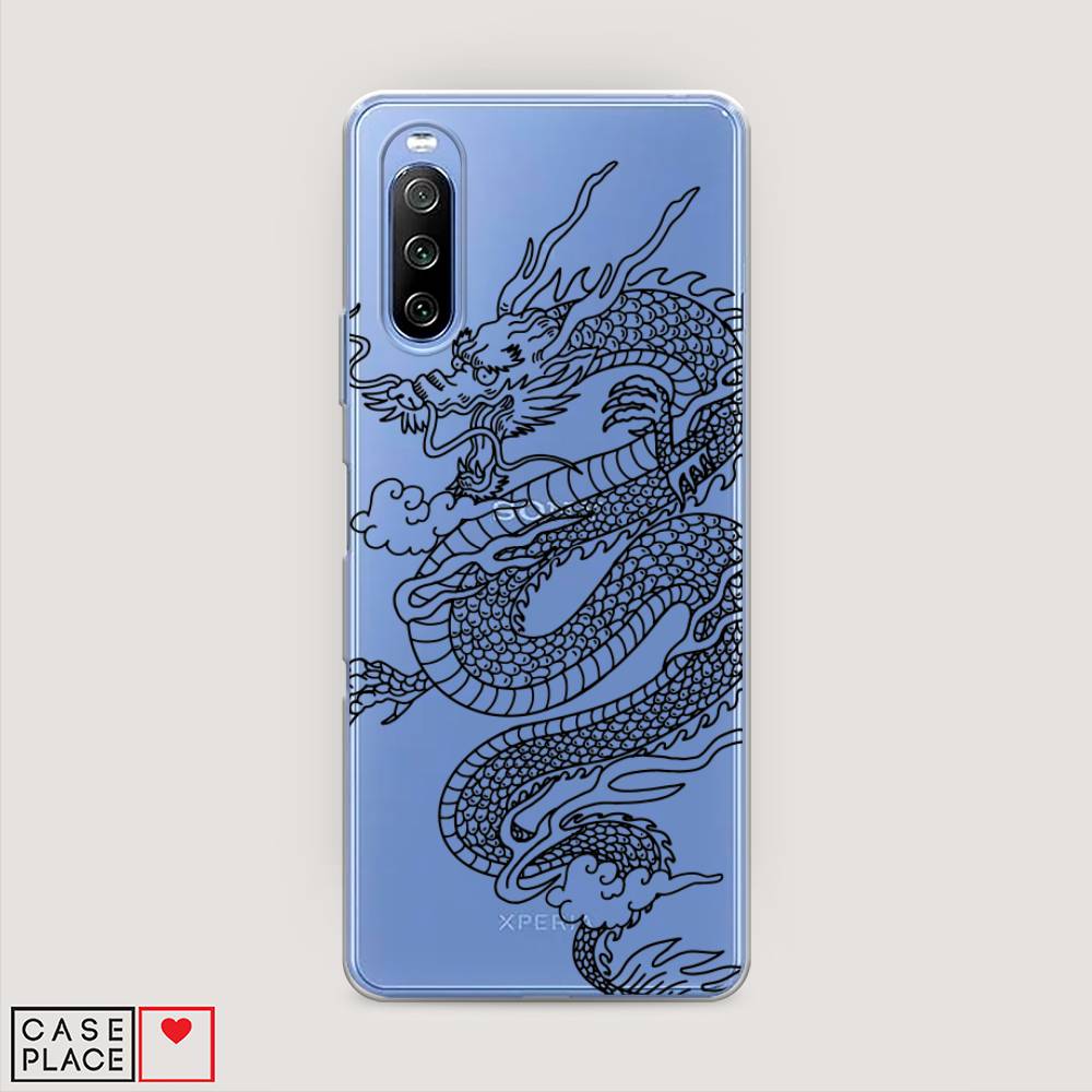 

Чехол на Sony Xperia 10 III "Большой китайский дракон", Черный;серый, 54950-1