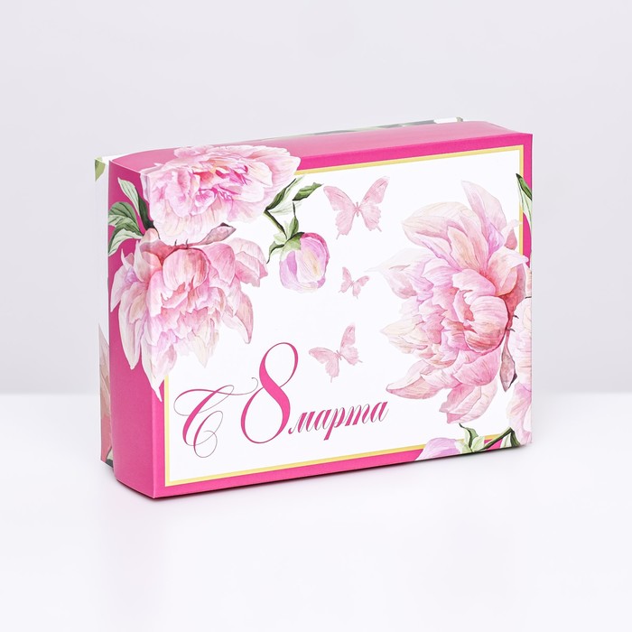 

Подарочная коробка сборная Мартовские пионы 16,5 х 12,5 х 5,2 см, Розовый