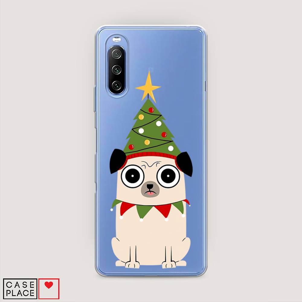

Чехол на Sony Xperia 10 III "Собачка с ёлочкой", Бежевый;красный;зеленый, 54950-1