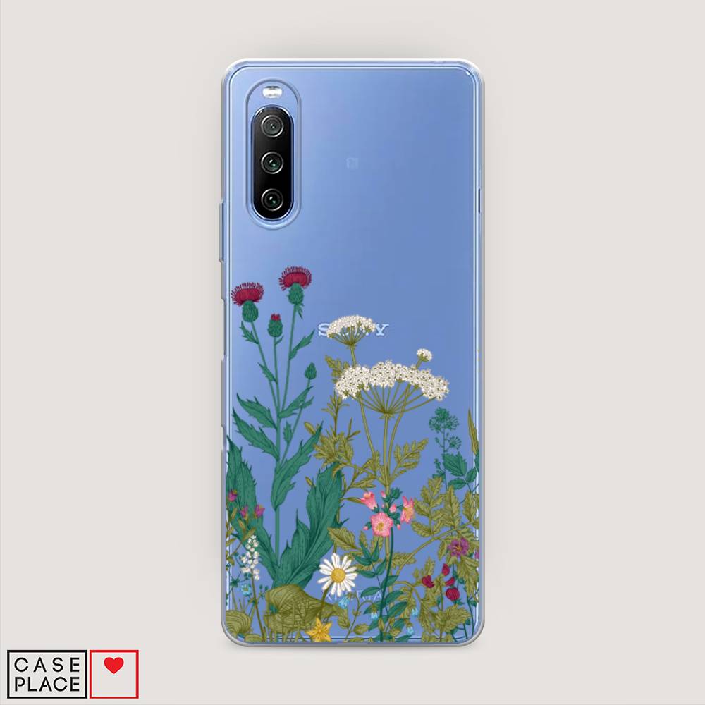 

Чехол на Sony Xperia 10 III "Дикие полевые цветы", Зеленый;розовый;белый, 54950-2