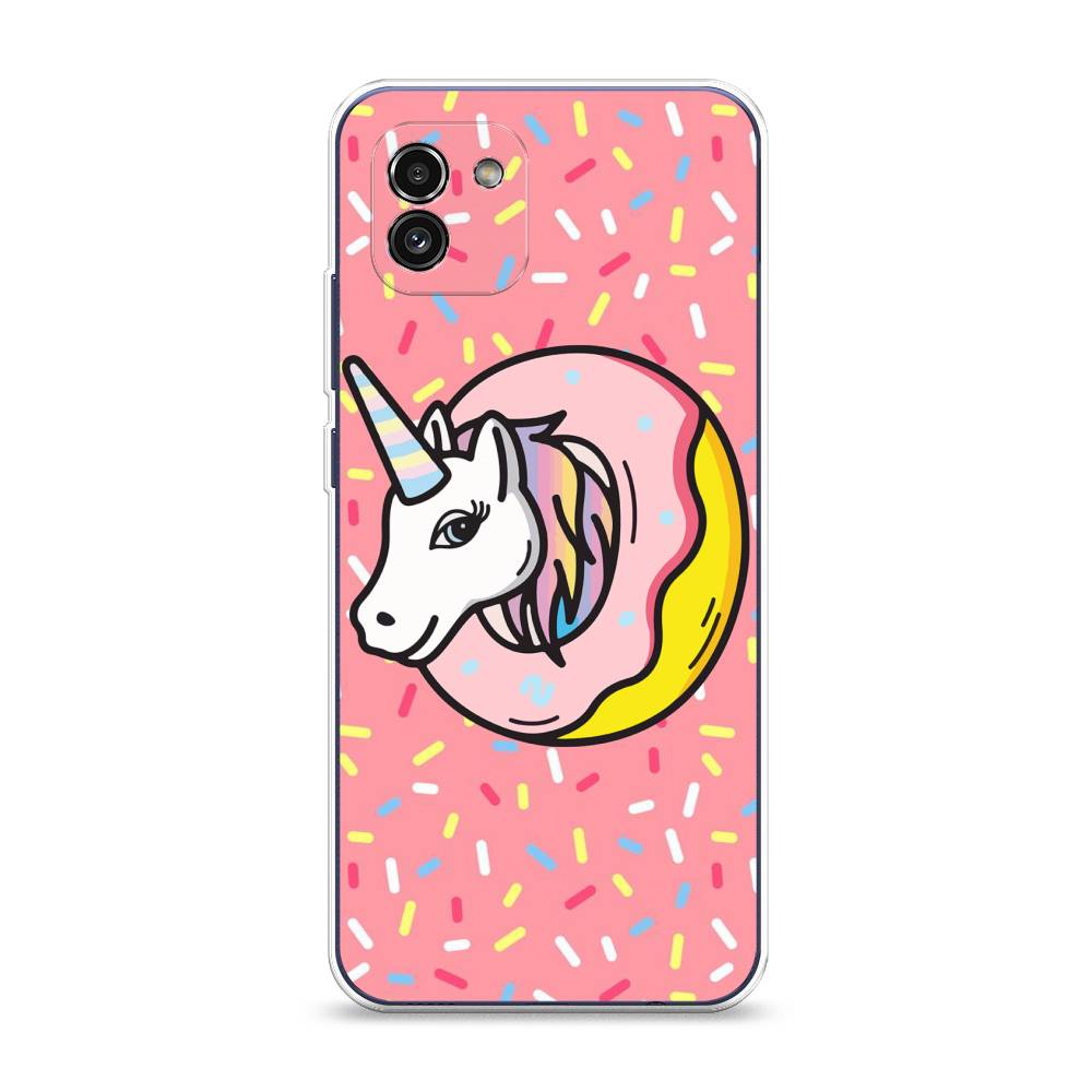 

Чехол Awog на Samsung Galaxy A03 / Самсунг A03 "Единорог в пончике", Розовый;желтый;белый, 2104950-2