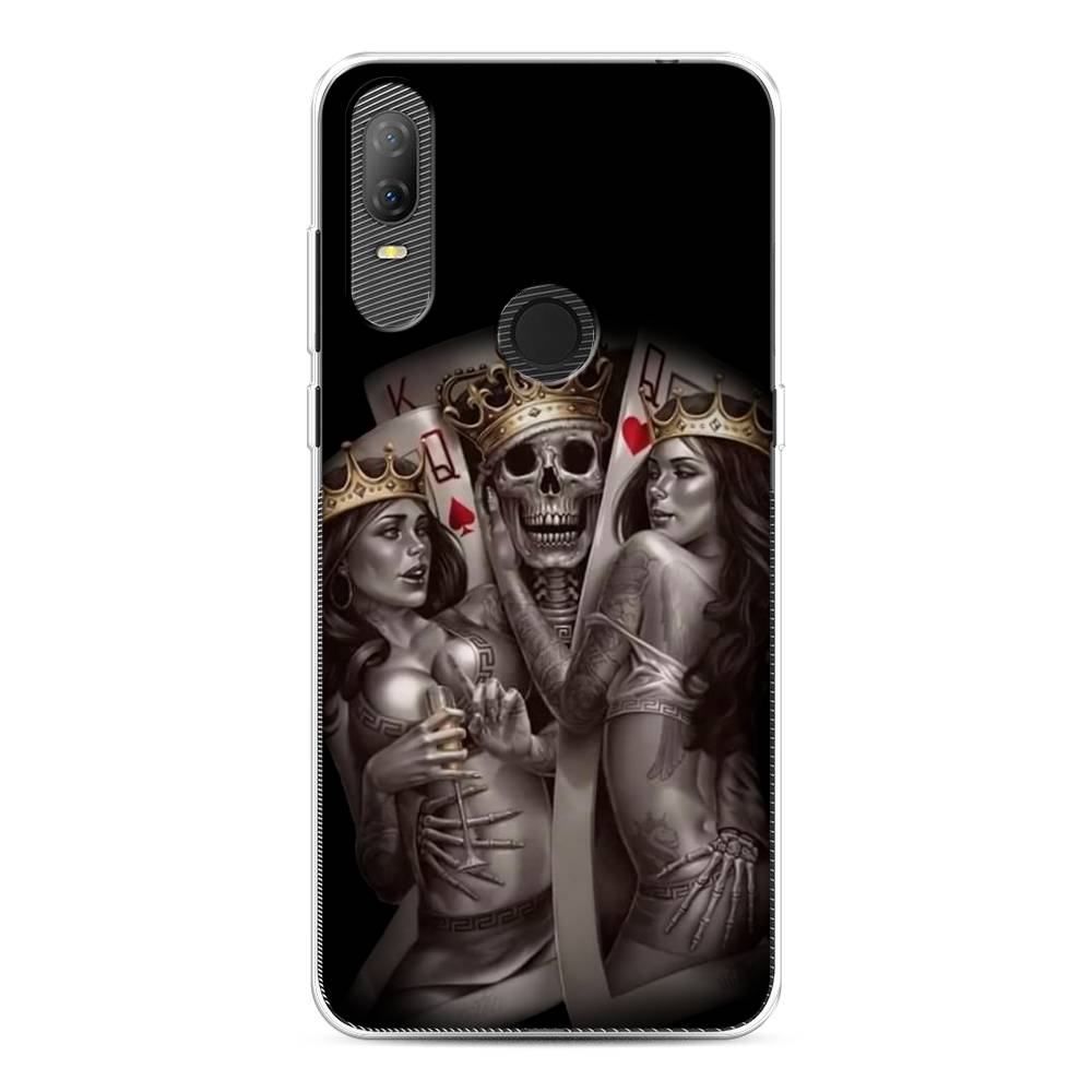 

Чехол на Alcatel 1V (2020) 5007U "Карты король и королевы", Серый;желтый, 170950-6