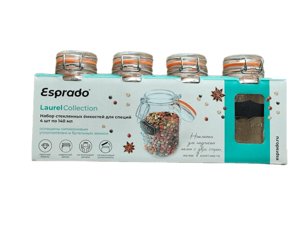 Набор банок для сыпучих продуктов Esprado Laurel 140 мл 4 шт